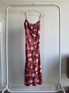 Simple Retro Red Floral Slip Dress